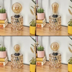 hofstein Sonhim Lampe à poser Ambre, Noir, 1 lumière