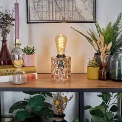 hofstein Sonhim Lampe à poser Ambre, Noir, 1 lumière