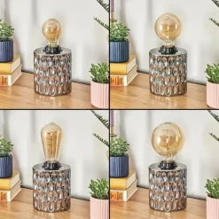 hofstein Sonhim Lampe à poser Chrome, Fumée, Noir, 1 lumière