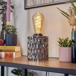 hofstein Sonhim Lampe à poser Chrome, Fumée, Noir, 1 lumière