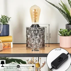 hofstein Sonhim Lampe à poser Fumée, Noir, 1 lumière