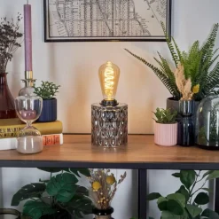 hofstein Sonhim Lampe à poser Fumée, Noir, 1 lumière