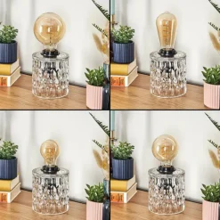 hofstein Sonhim Lampe à poser Noir, Transparent, 1 lumière