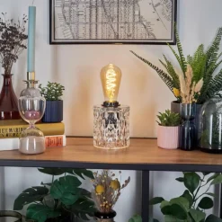 hofstein Sonhim Lampe à poser Noir, Transparent, 1 lumière