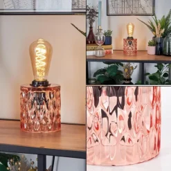 hofstein Sonhim Lampe à poser Rose, Noir, 1 lumière