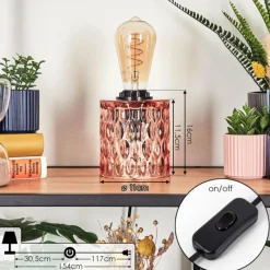 hofstein Sonhim Lampe à poser Rose, Noir, 1 lumière