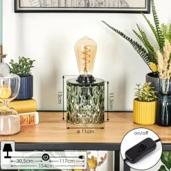 hofstein Sonhim Lampe à poser Vert, Noir, 1 lumière