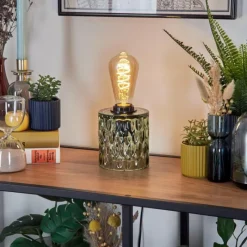 hofstein Sonhim Lampe à poser Vert, Noir, 1 lumière