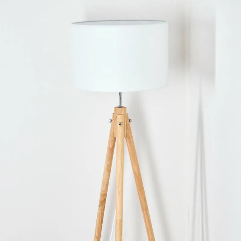 Lampes En Tissu-hofstein Soungou Lampadaire Chrome, Écru, 1 lumière