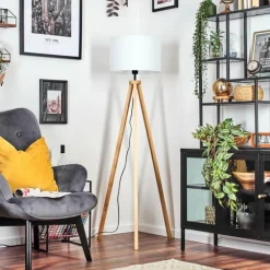 Lampes En Tissu-hofstein Soungou Lampadaire Écru, Noir, 1 lumière