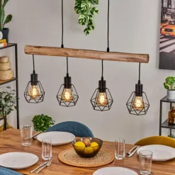 hofstein Soungou Suspension Écru, Noir, 4 lumières