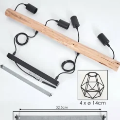 hofstein Soungou Suspension Écru, Noir, 4 lumières