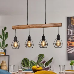 hofstein Soungou Suspension Écru, Noir, 4 lumières