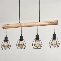 hofstein Soungou Suspension Écru, Noir, 4 lumières