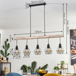Luminaires Scandinaves-hofstein Soungou Suspension Écru, Noir, 5 lumières
