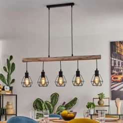 Luminaires Scandinaves-hofstein Soungou Suspension Écru, Noir, 5 lumières