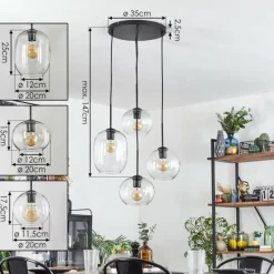 hofstein Soutinho Suspension, Boule lumineuse Clair, 4 lumières