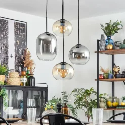 Suspension Verre Fumé-hofstein Soutinho Suspension, Boule lumineuse Ambre, Clair, Fumé, 4 lumières