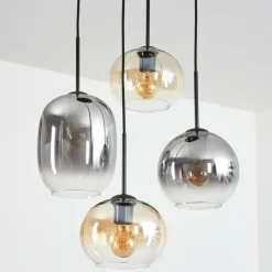 Suspension Verre Fumé-hofstein Soutinho Suspension, Boule lumineuse Ambre, Clair, Fumé, 4 lumières