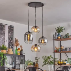 Suspension Verre Fumé-hofstein Soutinho Suspension, Boule lumineuse Ambre, Clair, Fumé, 4 lumières