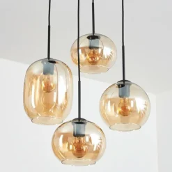 hofstein Soutinho Suspension, Boule lumineuse Ambre, 4 lumières