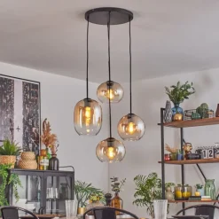 hofstein Soutinho Suspension, Boule lumineuse Ambre, Clair, 4 lumières