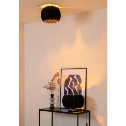 Lampes En Tissu-Luminaires Lucide SPENCER Plafonnier Noir, 1 lumière