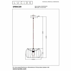 Lampes En Tissu-Luminaires Lucide SPENCER Suspension Noir, 1 lumière