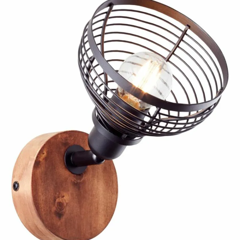 Lampes Industrielles-Luminaires Brilliant Spot Brilliant Avia Bois foncé, Noir, 1 lumière