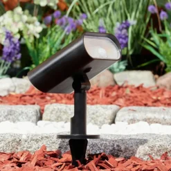 hofstein Spot de jardin Usmagama Solar LED Noir, 1 lumière, Détecteur de mouvement, Changeur de couleurs