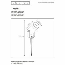 Luminaires Lucide Spot de jardin Lucide TAYLOR Noir, 1 lumière
