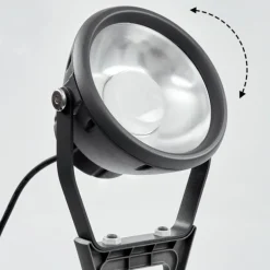 hofstein Spot de jardin Phniet LED Noir, 1 lumière, Télécommandes, Changeur de couleurs