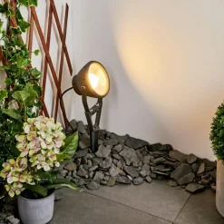 hofstein Spot de jardin Phniet LED Noir, 1 lumière, Télécommandes, Changeur de couleurs