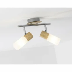 Lampes En Bois-Luminaires Brilliant Spot de plafond Brilliant Babsan Bois foncé, Blanc, 2 lumières