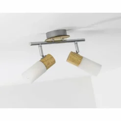 Lampes En Bois-Luminaires Brilliant Spot de plafond Brilliant Babsan Bois foncé, Blanc, 2 lumières