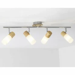 Lampes En Bois-Luminaires Brilliant Spot de plafond Brilliant Babsan Bois foncé, Blanc, 4 lumières