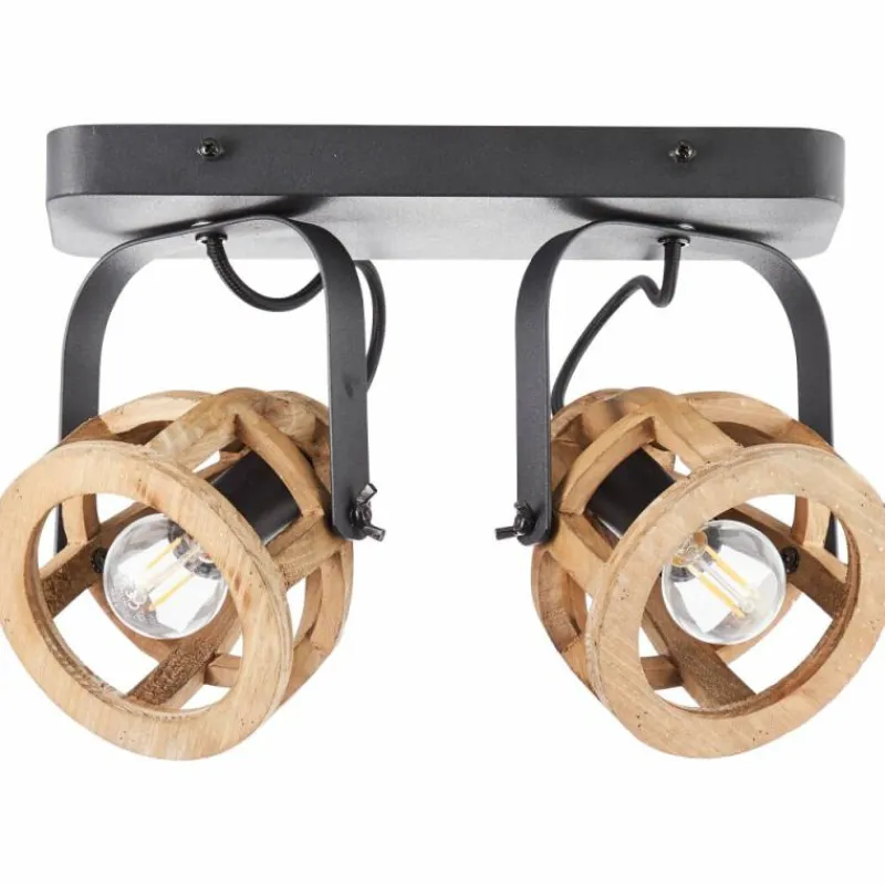 Lampes Vintages & Rétros-Luminaires Brilliant Spot de plafond Brilliant Matrix Wood Brun, Noir, 2 lumières