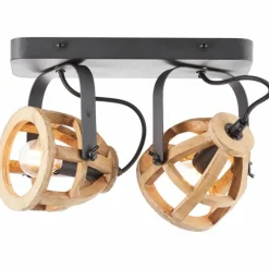 Lampes Vintages & Rétros-Luminaires Brilliant Spot de plafond Brilliant Matrix Wood Brun, Noir, 2 lumières