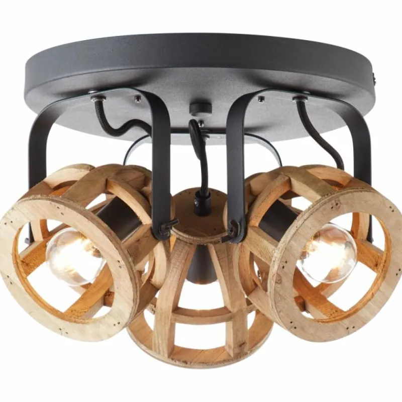 Lampes Vintages & Rétros-Luminaires Brilliant Spot de plafond Brilliant Matrix Wood Brun, Noir, 3 lumières