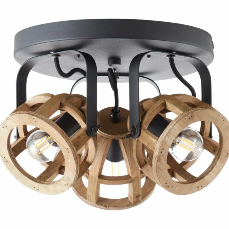 Lampes Vintages & Rétros-Luminaires Brilliant Spot de plafond Brilliant Matrix Wood Brun, Noir, 3 lumières