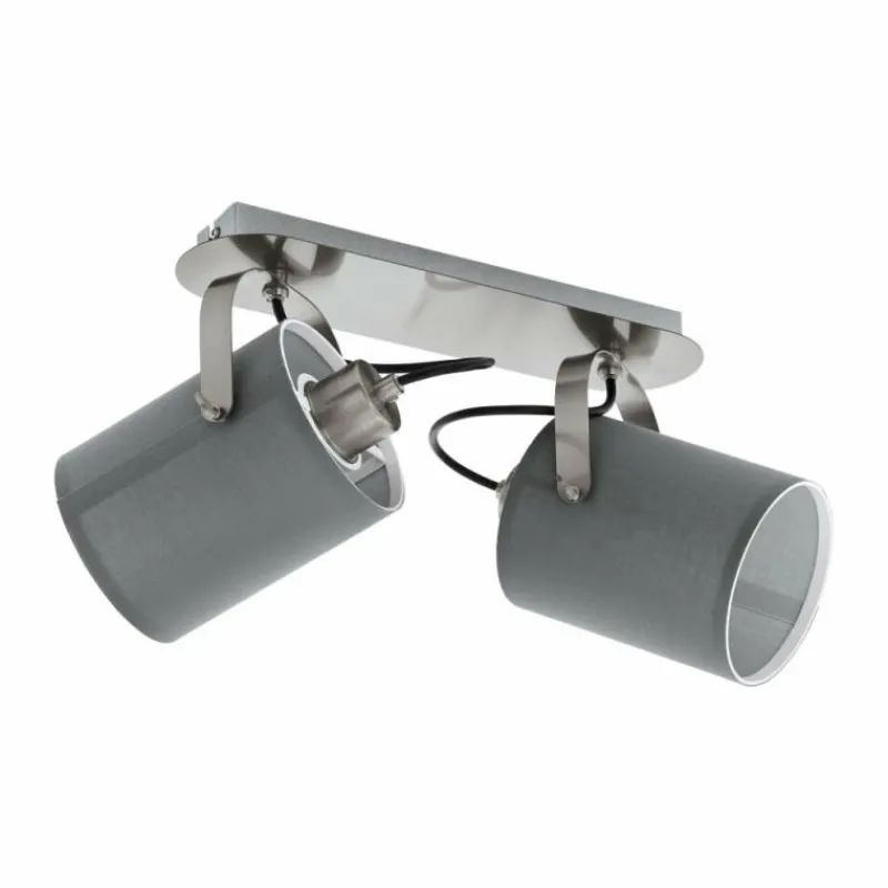 Lampes En Tissu-Luminaires Eglo Spot de plafond EGLO VILLABATE Nickel mat, 2 lumières