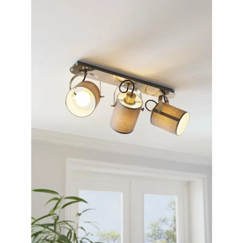 Lampes En Tissu-Luminaires Eglo Spot de plafond EGLO VILLABATE Nickel mat, 3 lumières