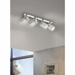 Lampes En Tissu-Luminaires Eglo Spot de plafond EGLO VILLABATE Nickel mat, 4 lumières