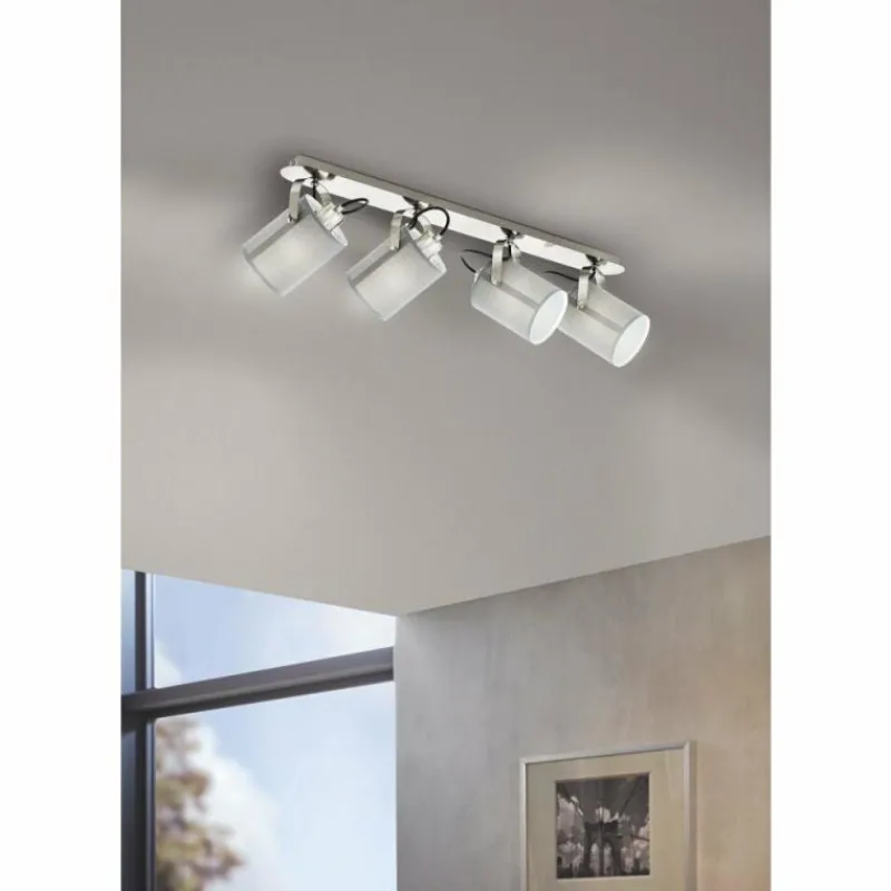 Lampes En Tissu-Luminaires Eglo Spot de plafond EGLO VILLABATE Nickel mat, 4 lumières