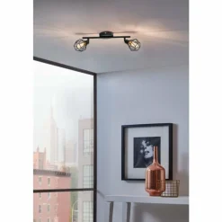 Luminaires Eglo Spot de plafond EGLO ZAPATA LED Noir, 2 lumières