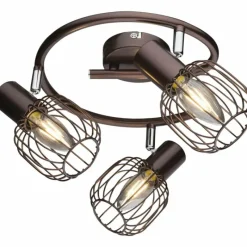Luminaires Rustiques-Luminaires Globo Lighting Spot de plafond Globo Akin Brun, 3 lumières