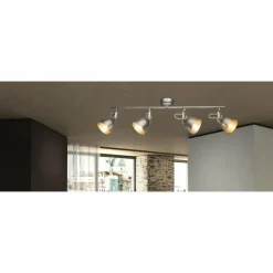 Luminaires Globo Lighting Spot de plafond Globo Hernan Gris, Argenté, 4 lumières* Spots Et Projecteurs