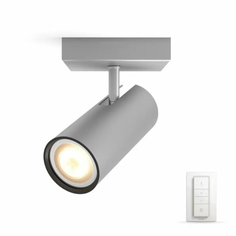 Luminaires Philips Spot de plafond, kit de base Philips Hue Ambiance White Buratto Argenté, 1 lumière, Télécommandes