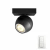 Luminaires Philips Spot de plafond, kit de base Philips Hue Ambiance White Buckram Noir, 1 lumière, Télécommandes