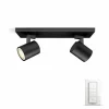 Luminaires Philips Spot de plafond, kit de base Philips Hue Ambiance White Runner Noir, 2 lumières, Télécommandes
